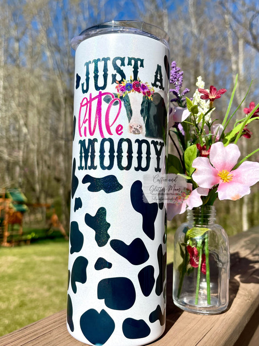 Just A Little Moody 20oz White Rainbow Skinny Tumbler