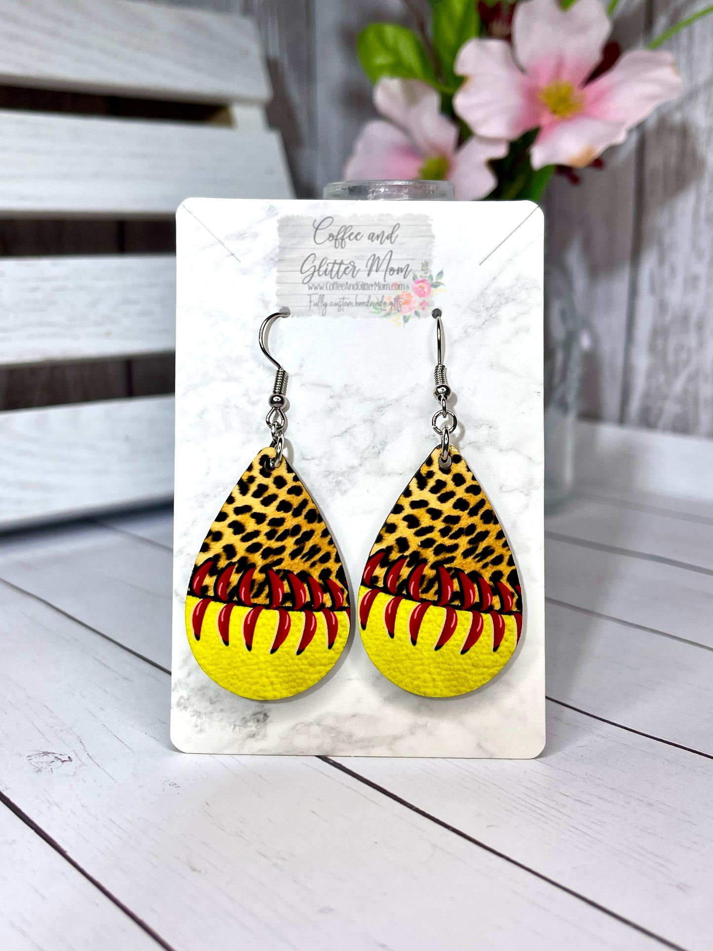 Animal Print Softball Earrings
