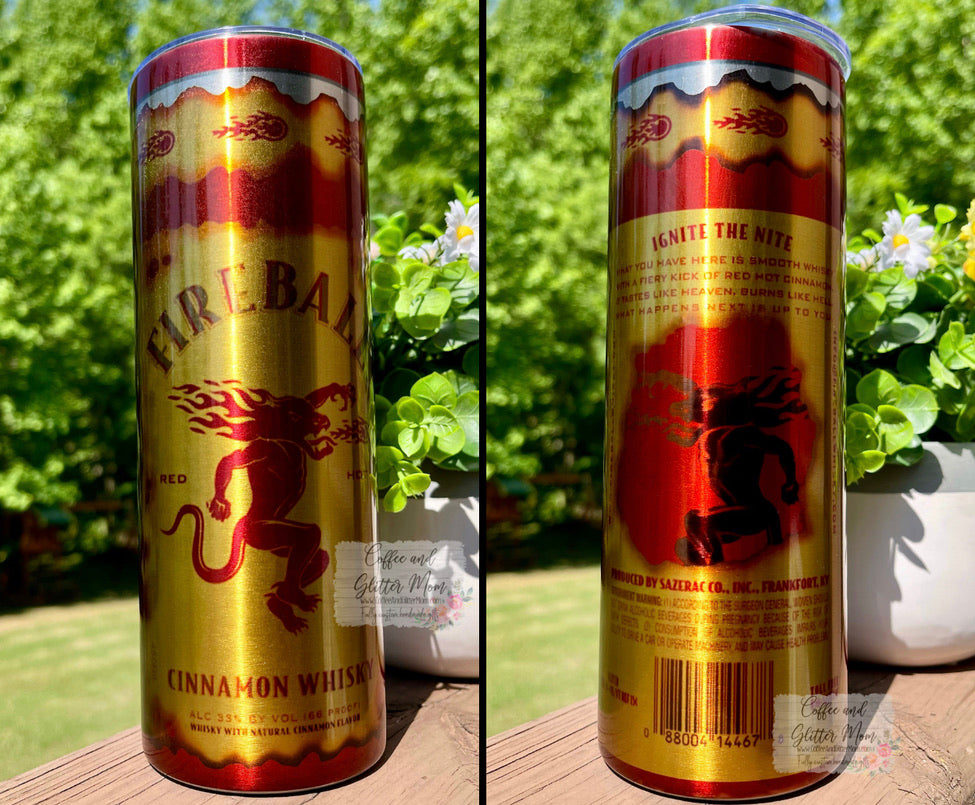 RTS Cinnamon Ball of Fire 20oz Metallic Skinny Tumbler