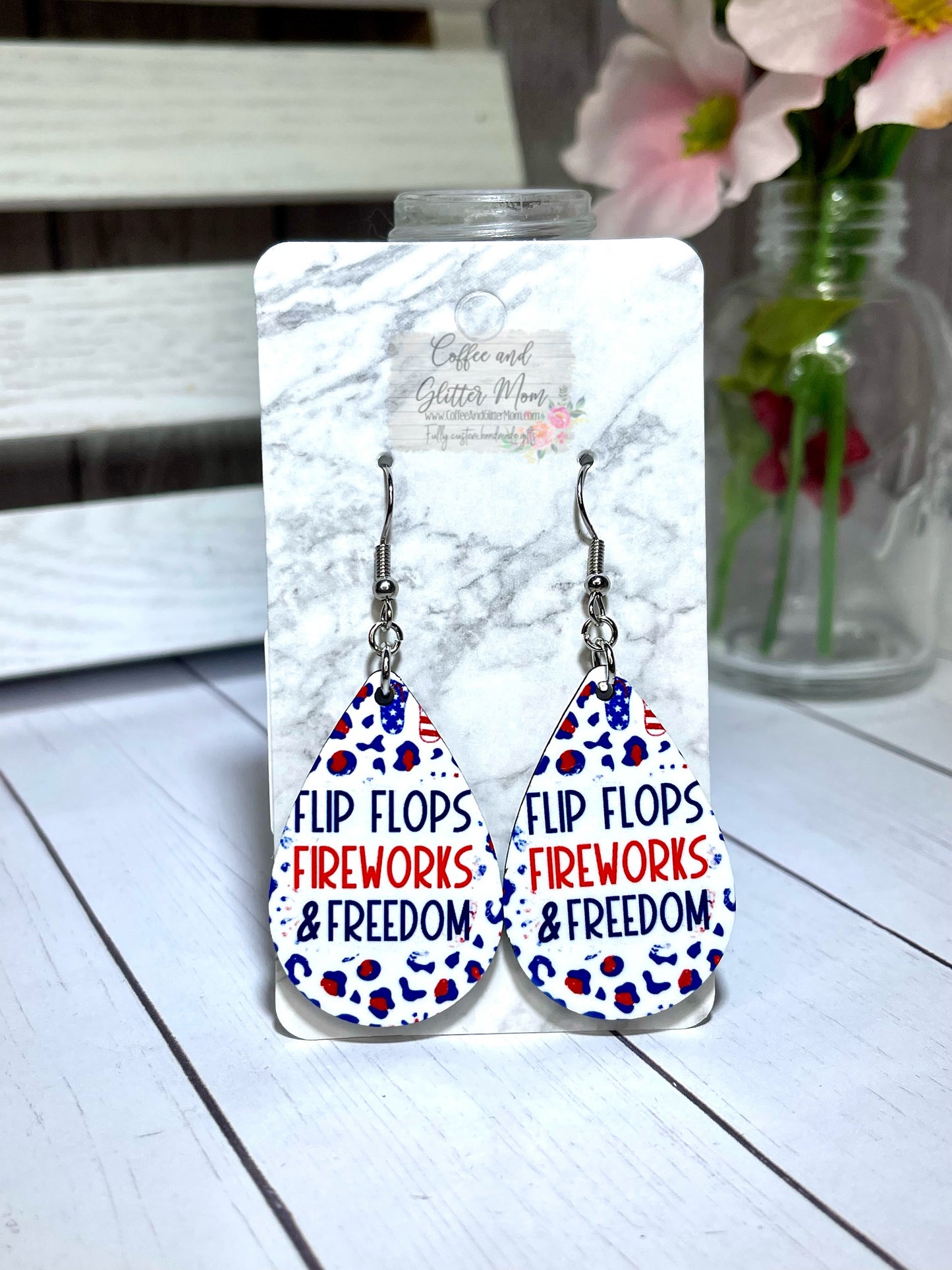 Flip Flops & Fireworks Teardrop Earrings