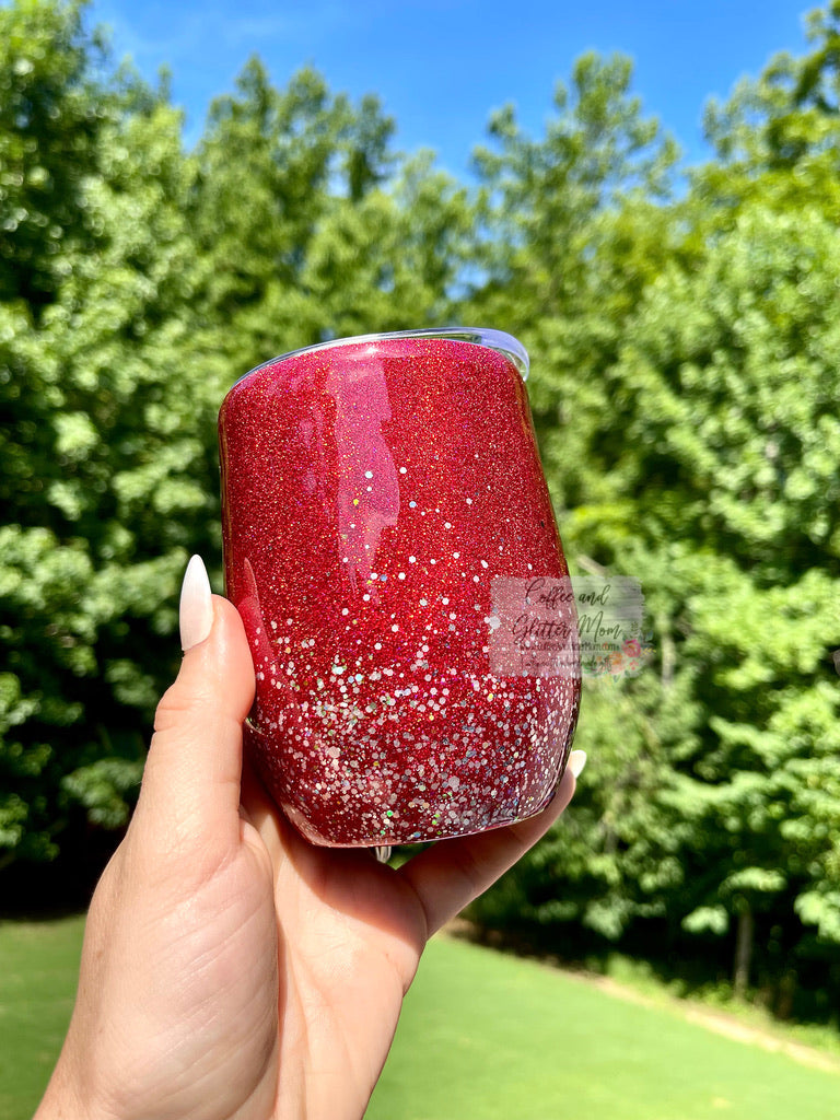 Laser Blood Red And Classy Chunky 14oz Wine Tumbler with Lid and Straw