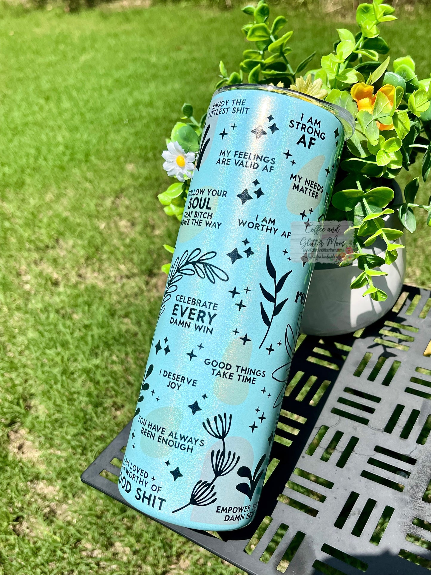 Daily Reminders 20oz Holographic Mint Skinny Tumbler
