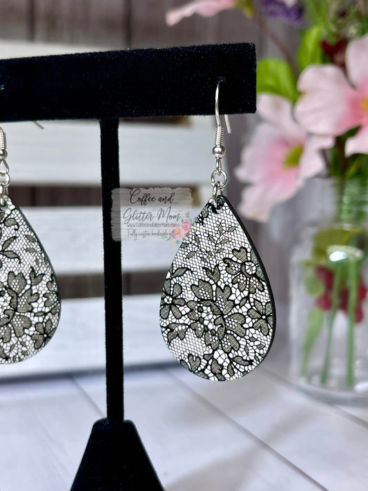 Black Lace Teardrop Earrings