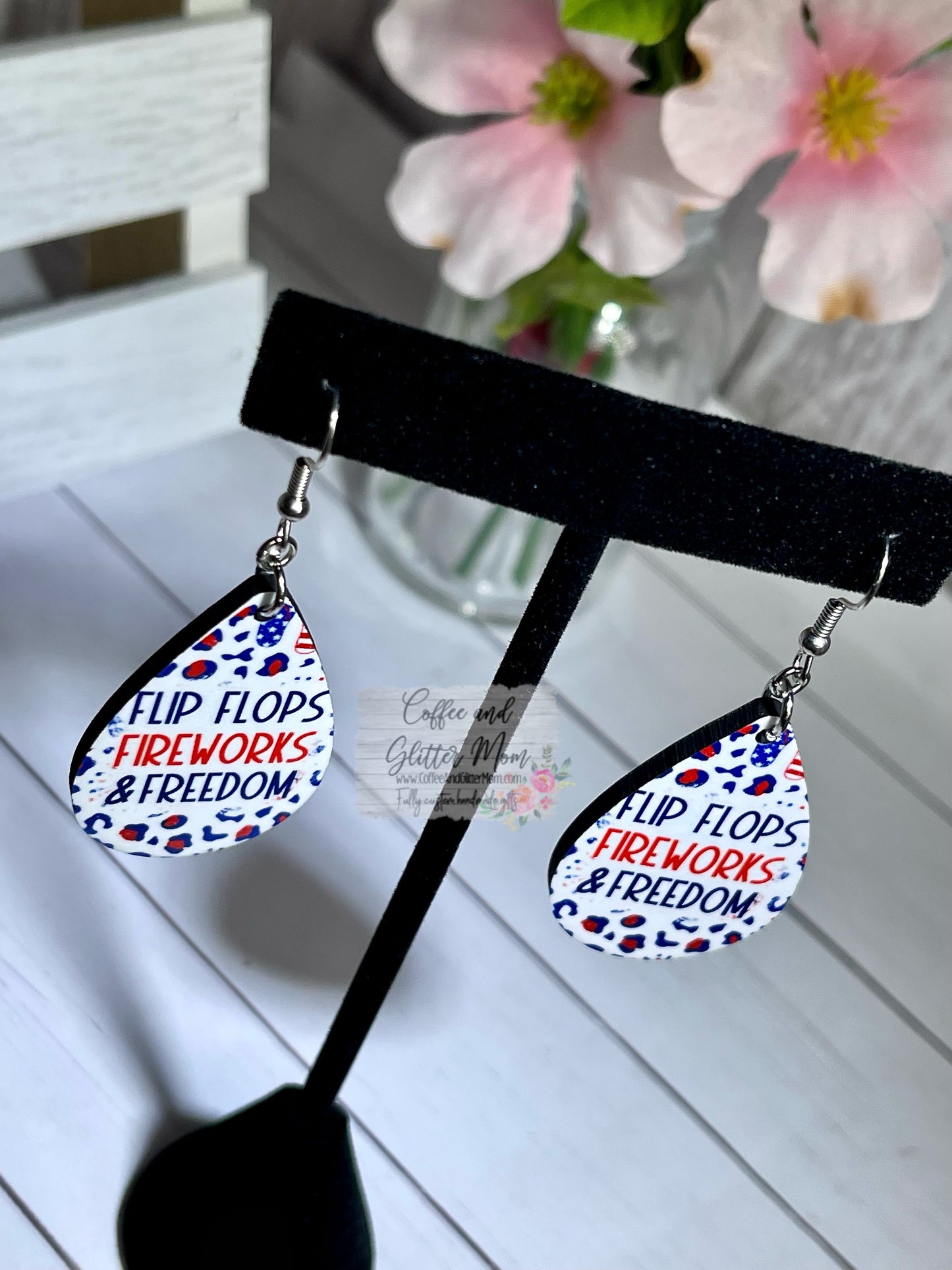 Flip Flops & Fireworks Teardrop Earrings