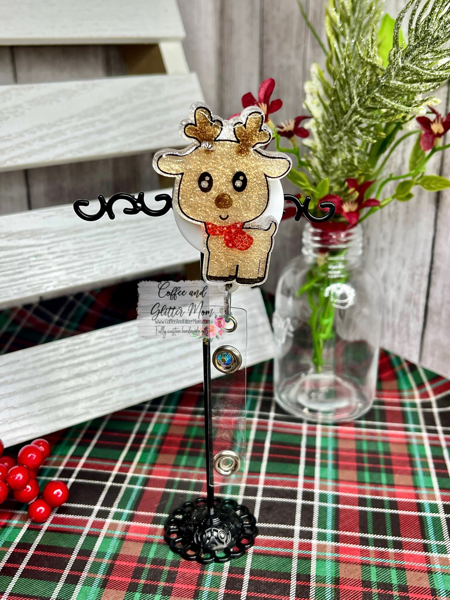 Baby Reindeer Christmas Badge Reel