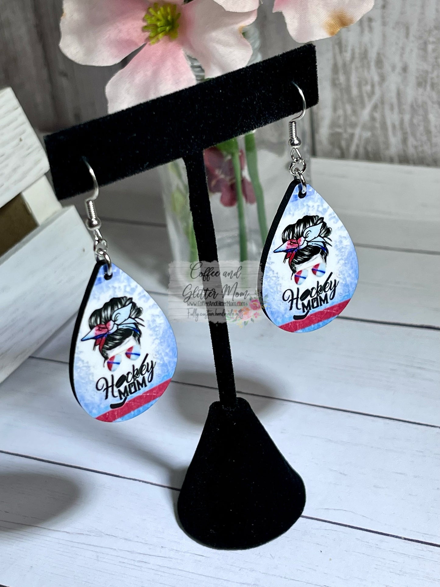 Hockey Mom Teardrop Earrings RTS