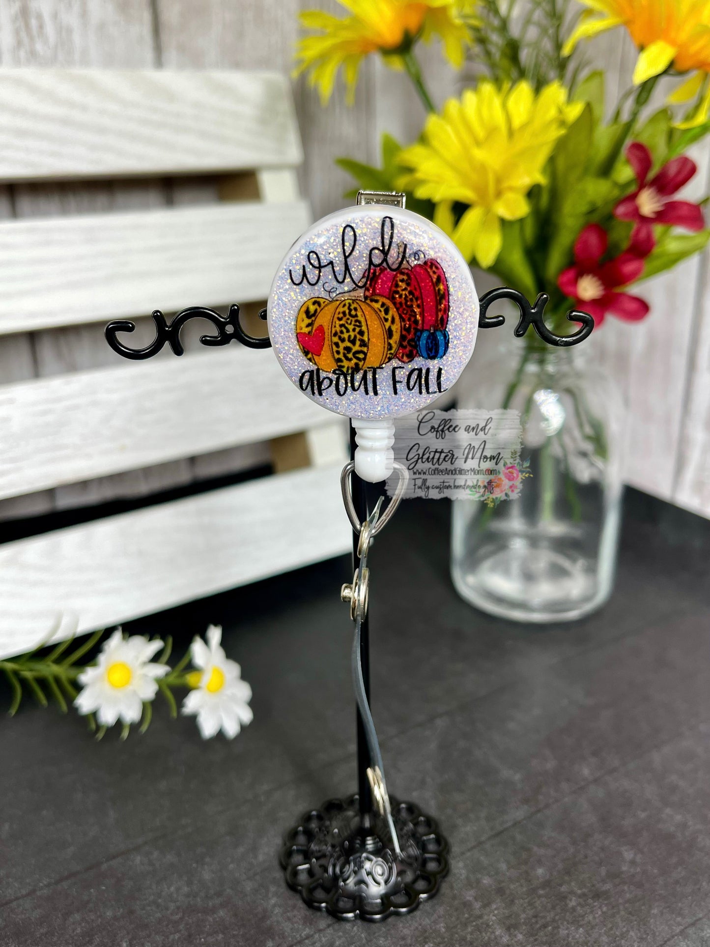 Wild About Fall Pink Opal Badge Reel