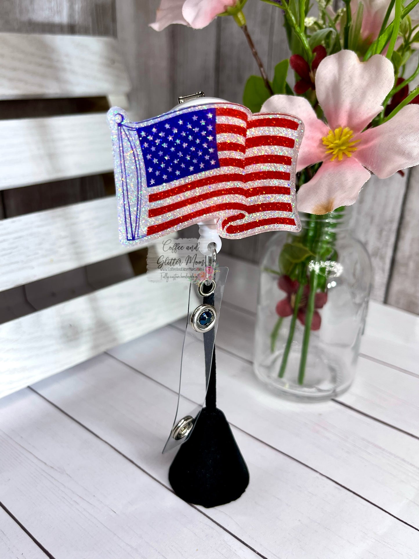 American Flag Designer Badge Reel