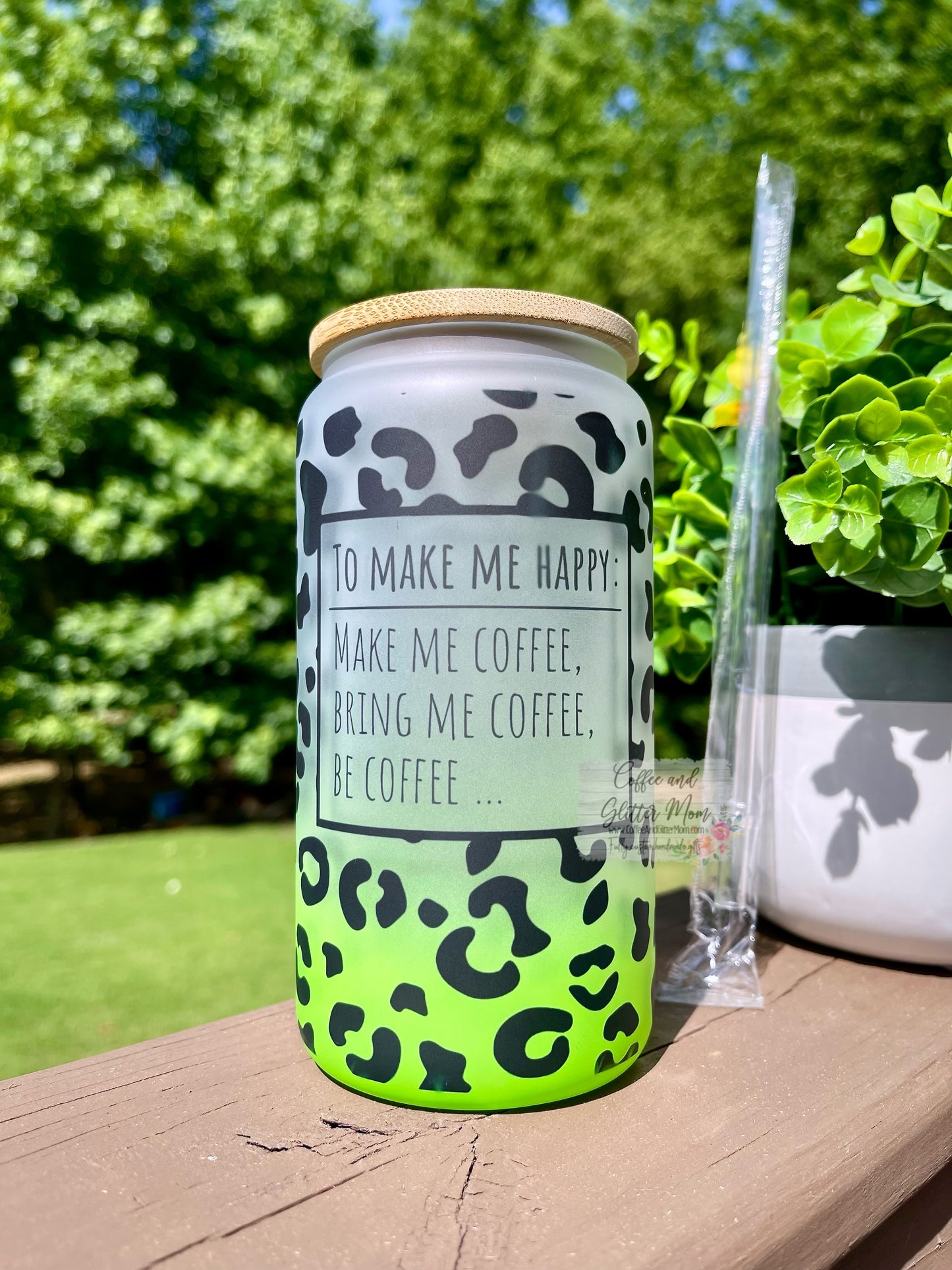 Coffee Makes Me Happy 16oz Pick Your Color Glass Can