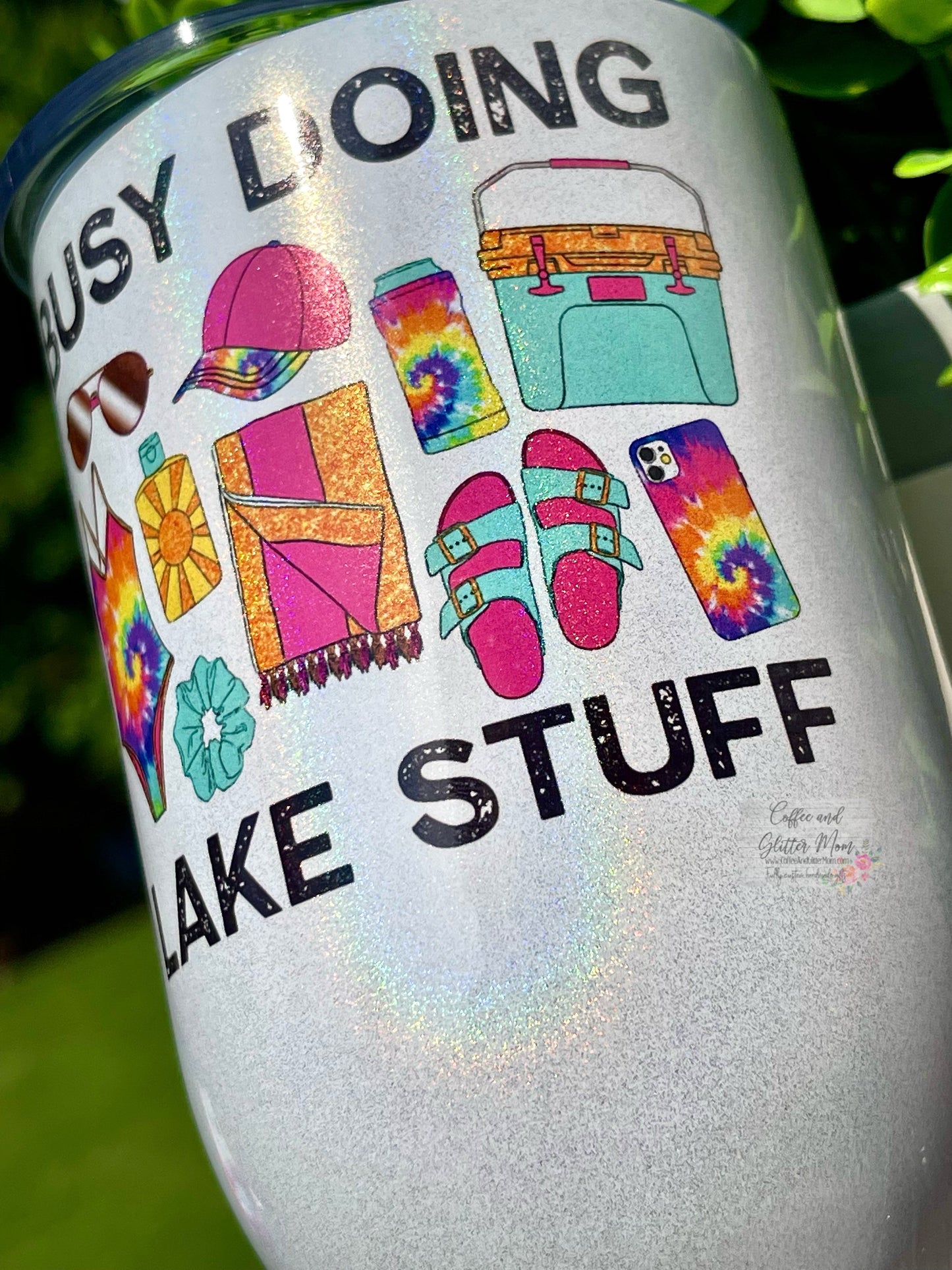 Busy Doing Lake Stuff 12oz Holographic Wine Tumbler