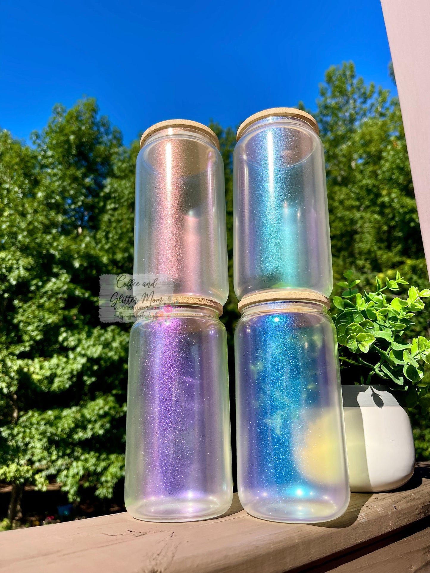 Custom Frosted, Iridescent or Ombre Glass Can