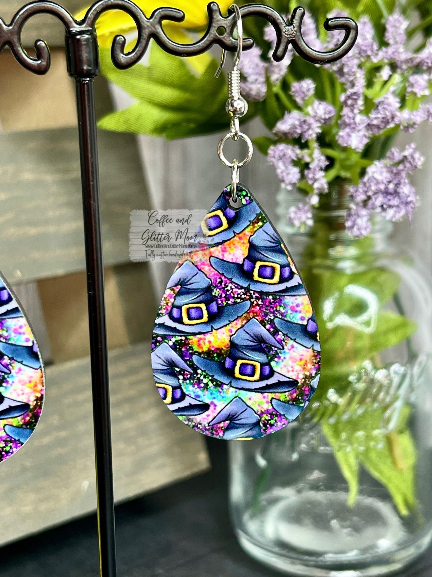 RTS Purple Halloween Witch Hats Earrings