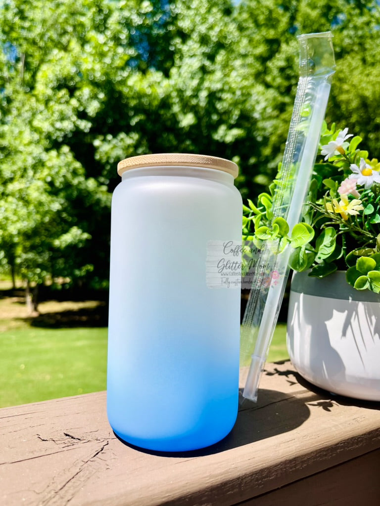 Custom Frosted, Iridescent or Ombre Glass Can