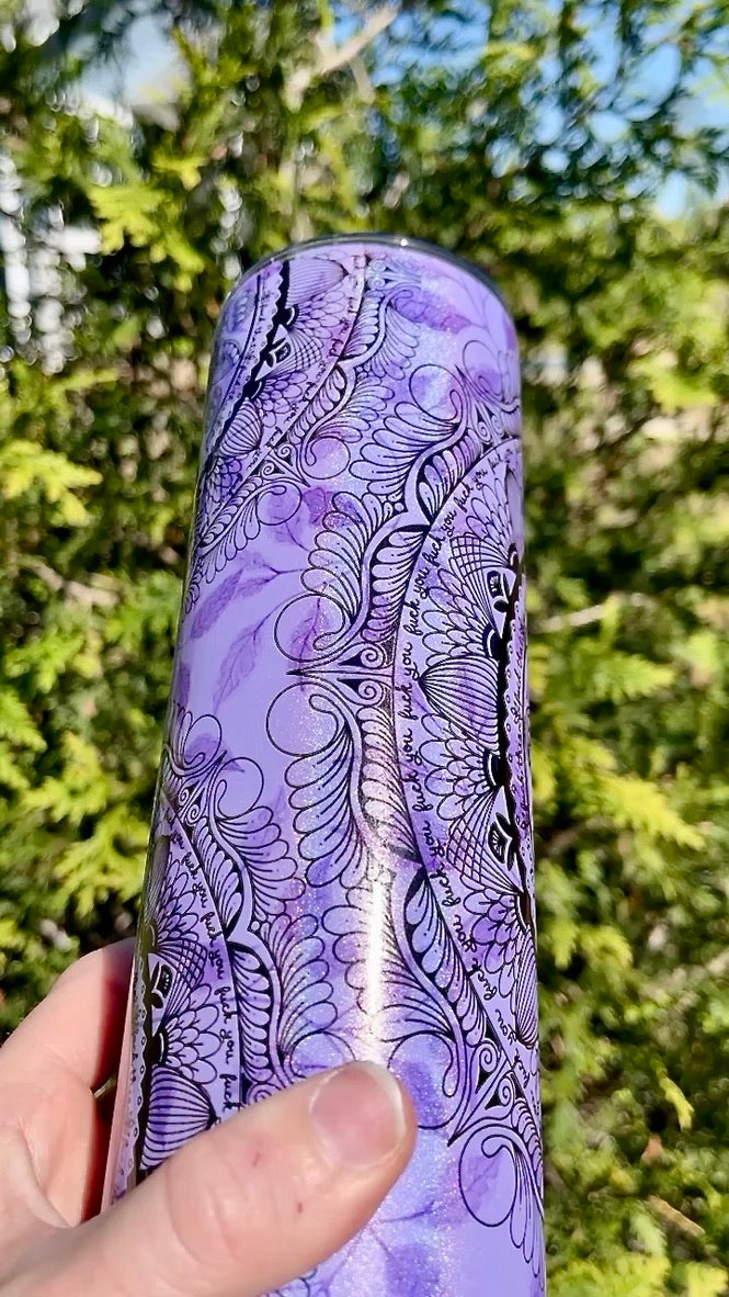 Naughty Mandala 20oz Purple Rainbow Skinny Tumbler