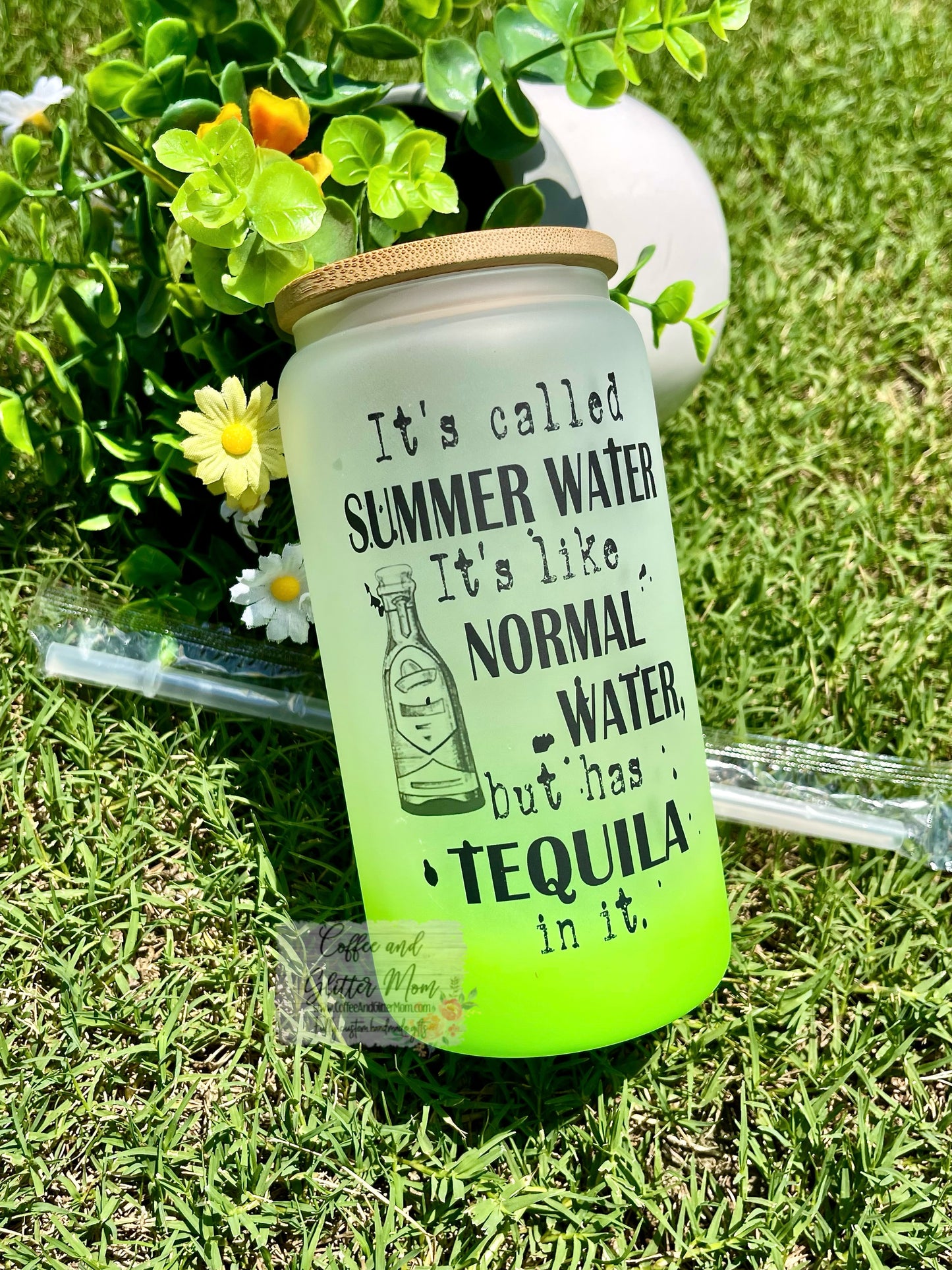 Summer Water 16oz Pick Your Color & Alcohol Glass Can