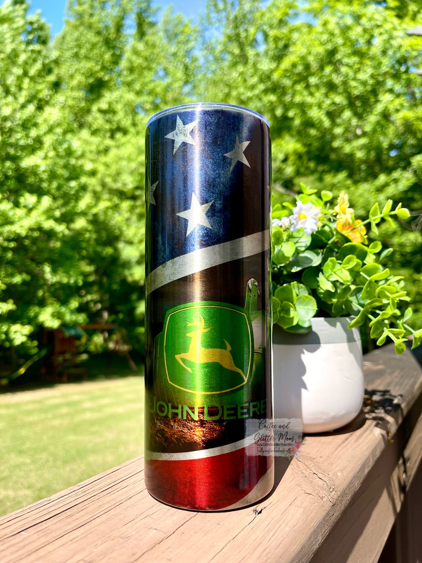 Distressed American Tractor 20oz Metallic Skinny Tumbler