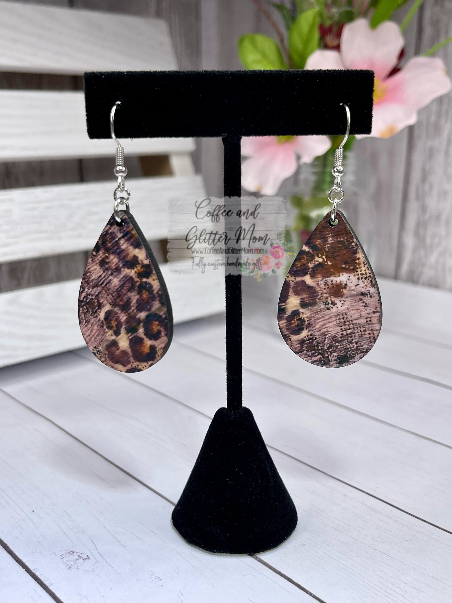Rustic Animal Print Teardrop Earrings