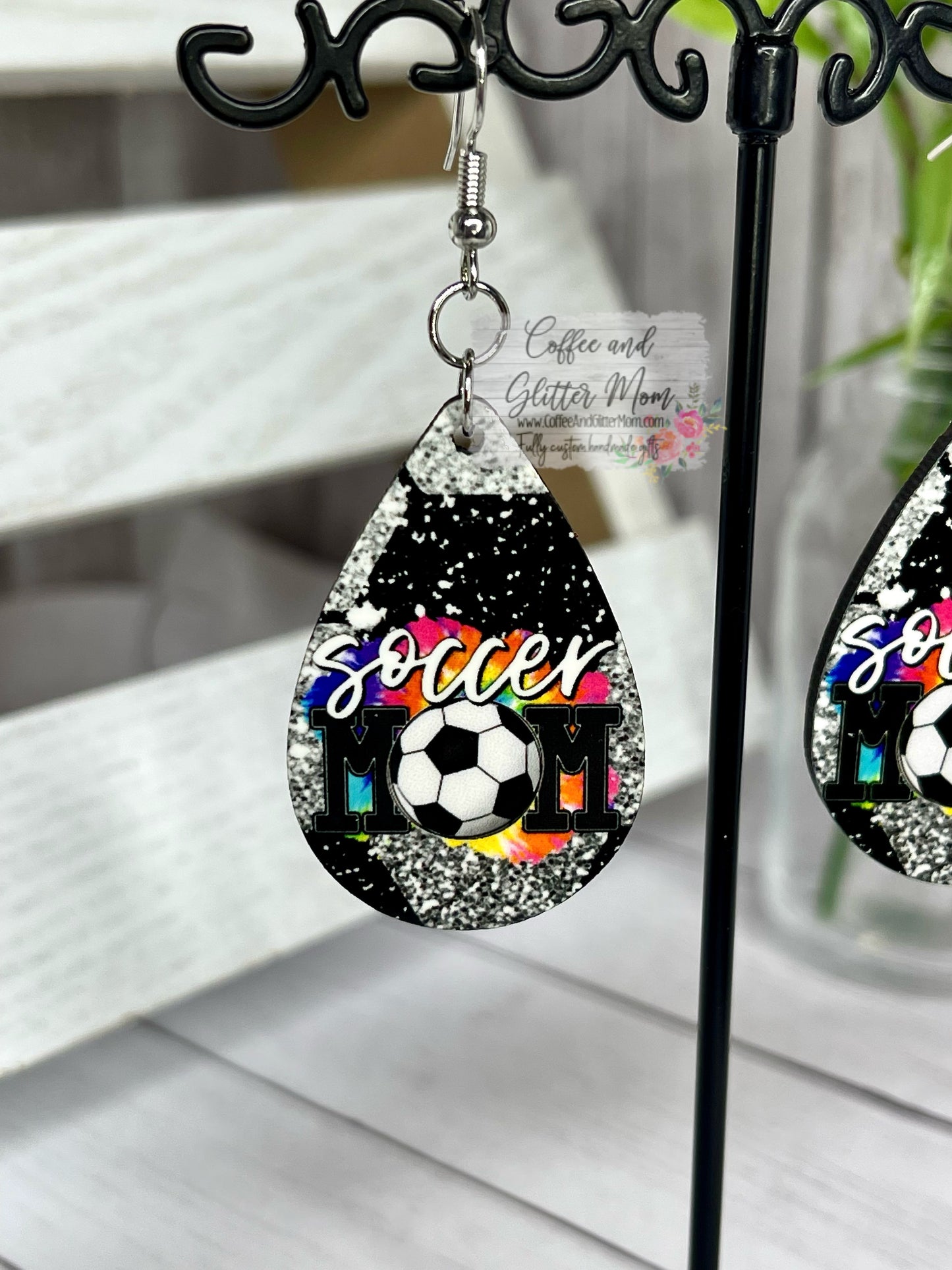 Soccer Mom Tye-Dye Ball Teardrop Earrings