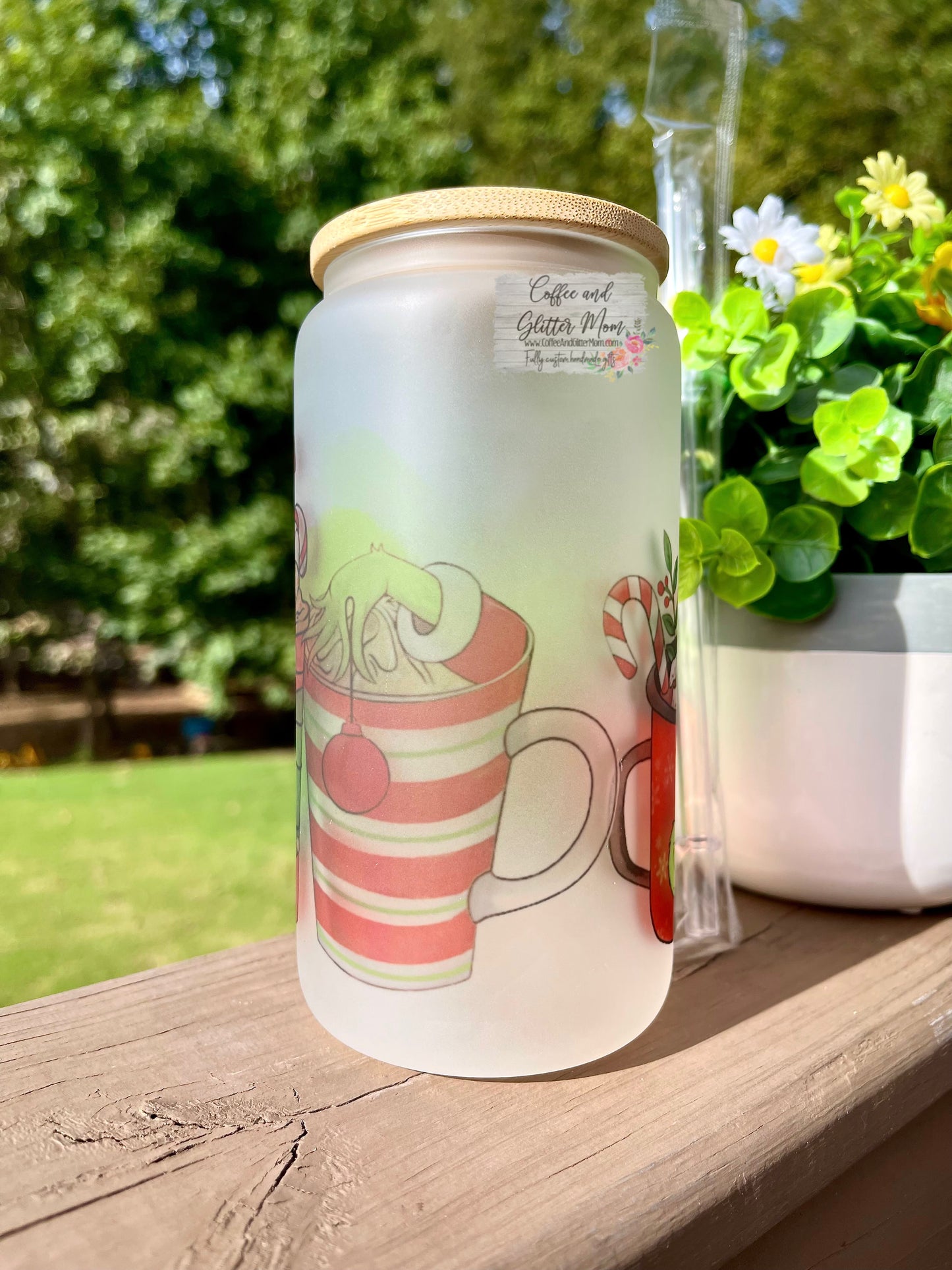 Christmas Grinches Coffee 16oz Frosted Glass Can