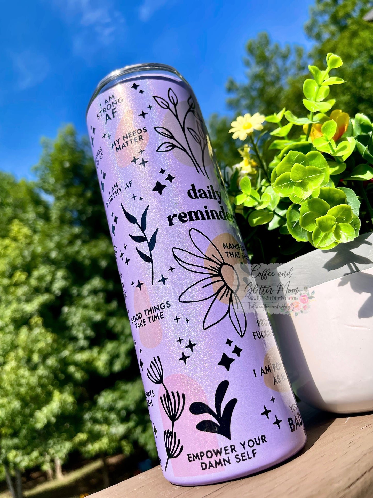 Daily Reminders 20oz Holographic Purple Skinny Tumbler
