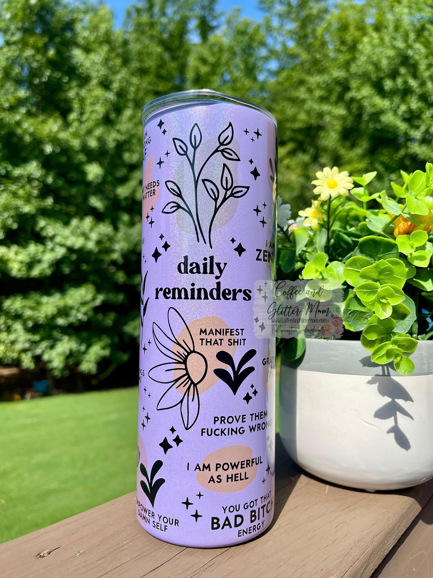 Daily Reminders 20oz Holographic Purple Skinny Tumbler
