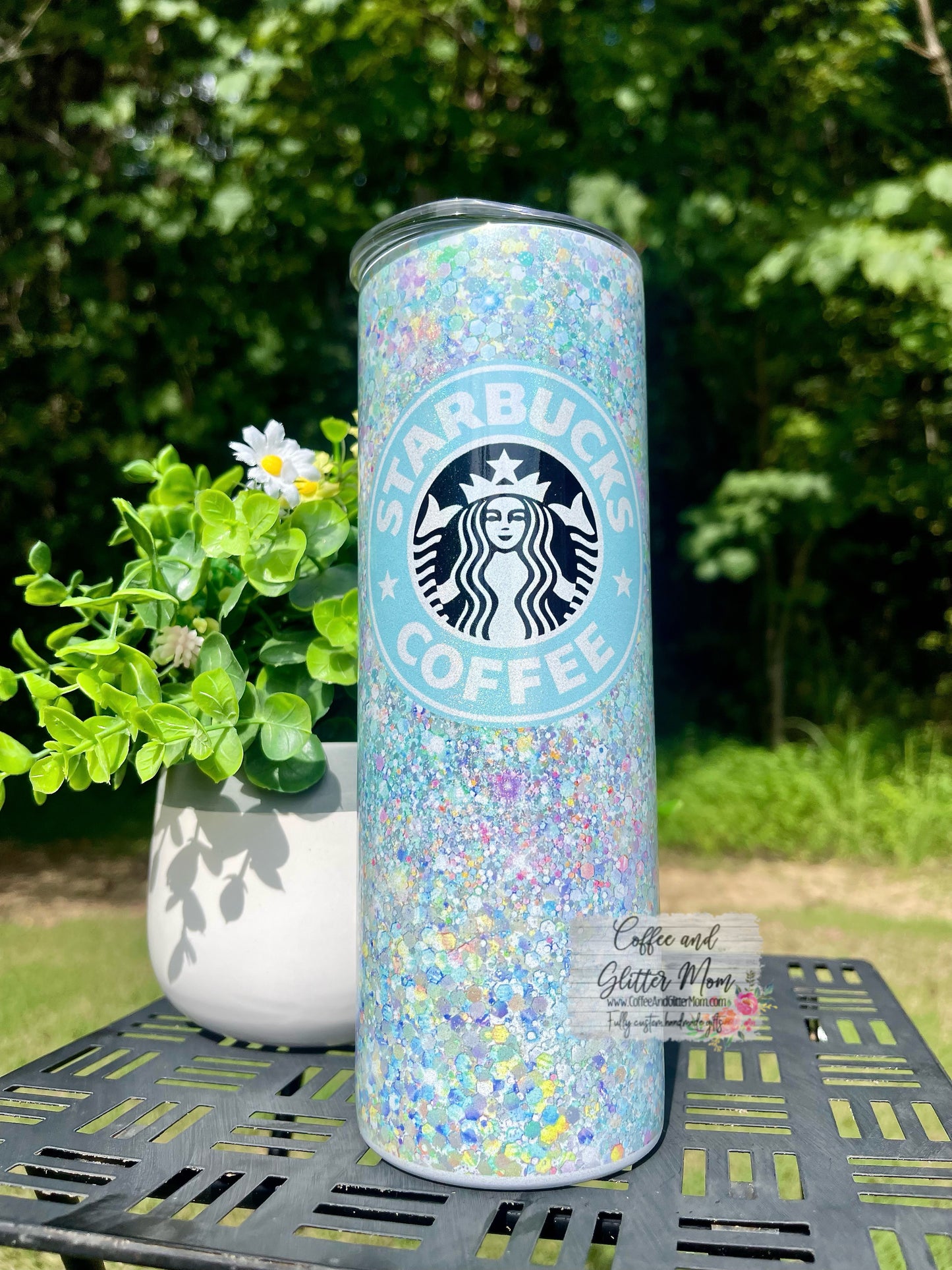 Blue Opal Starbucks Coffee 20oz Mint Rainbow Skinny Tumbler