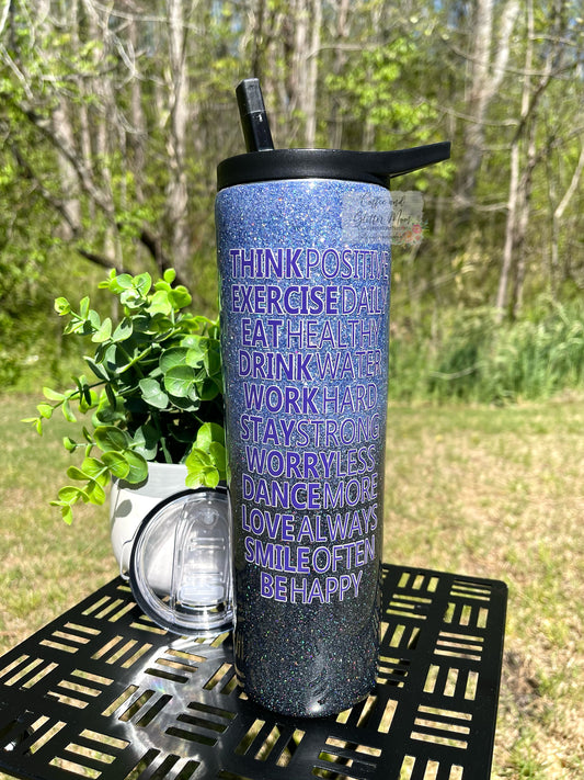 Think Positive 30oz Duo-Lid Skinny Tumbler With Straw