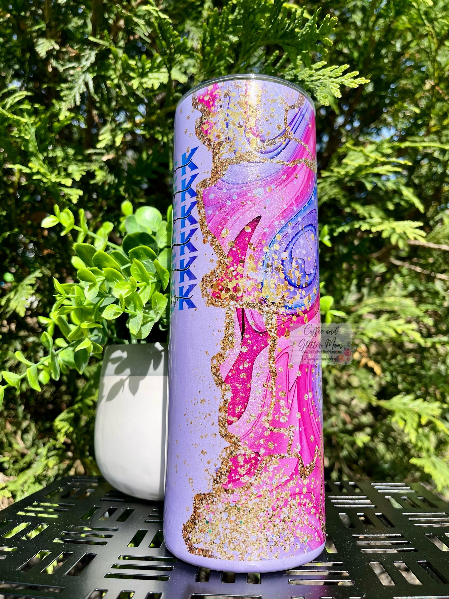Fuck Everything Pink and Purple Marble 20oz Rainbow Skinny Tumbler