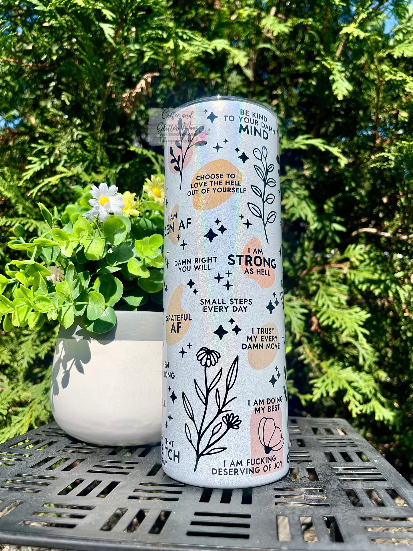 Daily Reminders 20oz Holographic Rainbow Skinny Tumbler