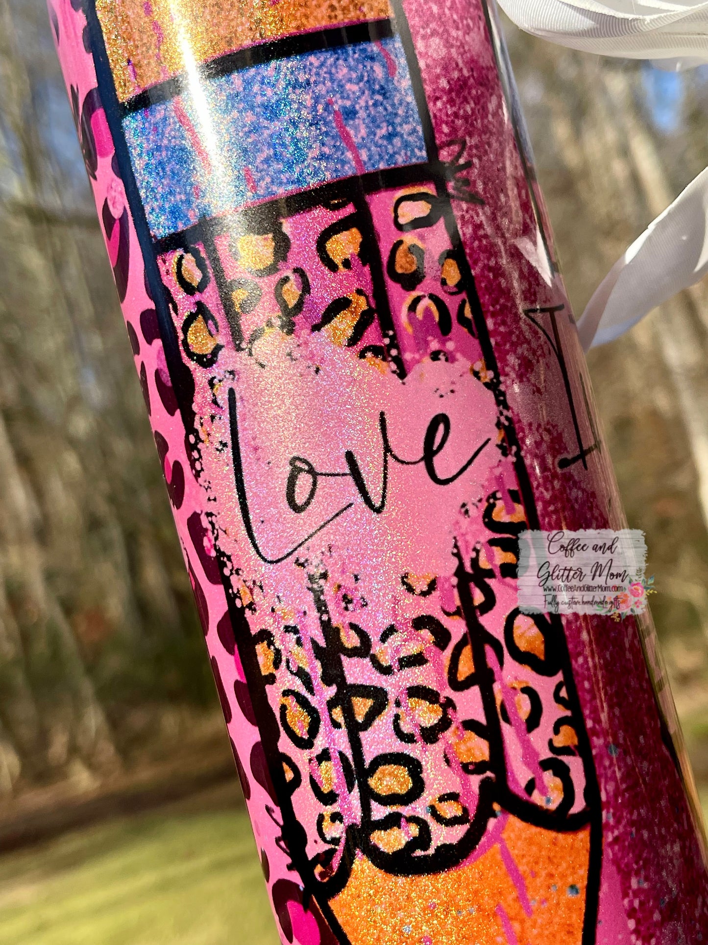 Teach Love Inspire 20oz Holographic Pink Skinny Tumbler