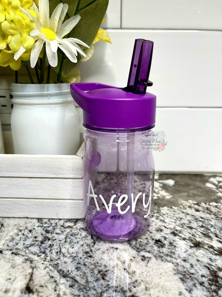 Plastic 13oz Kids Clear Water Bottle With Vinyl Name