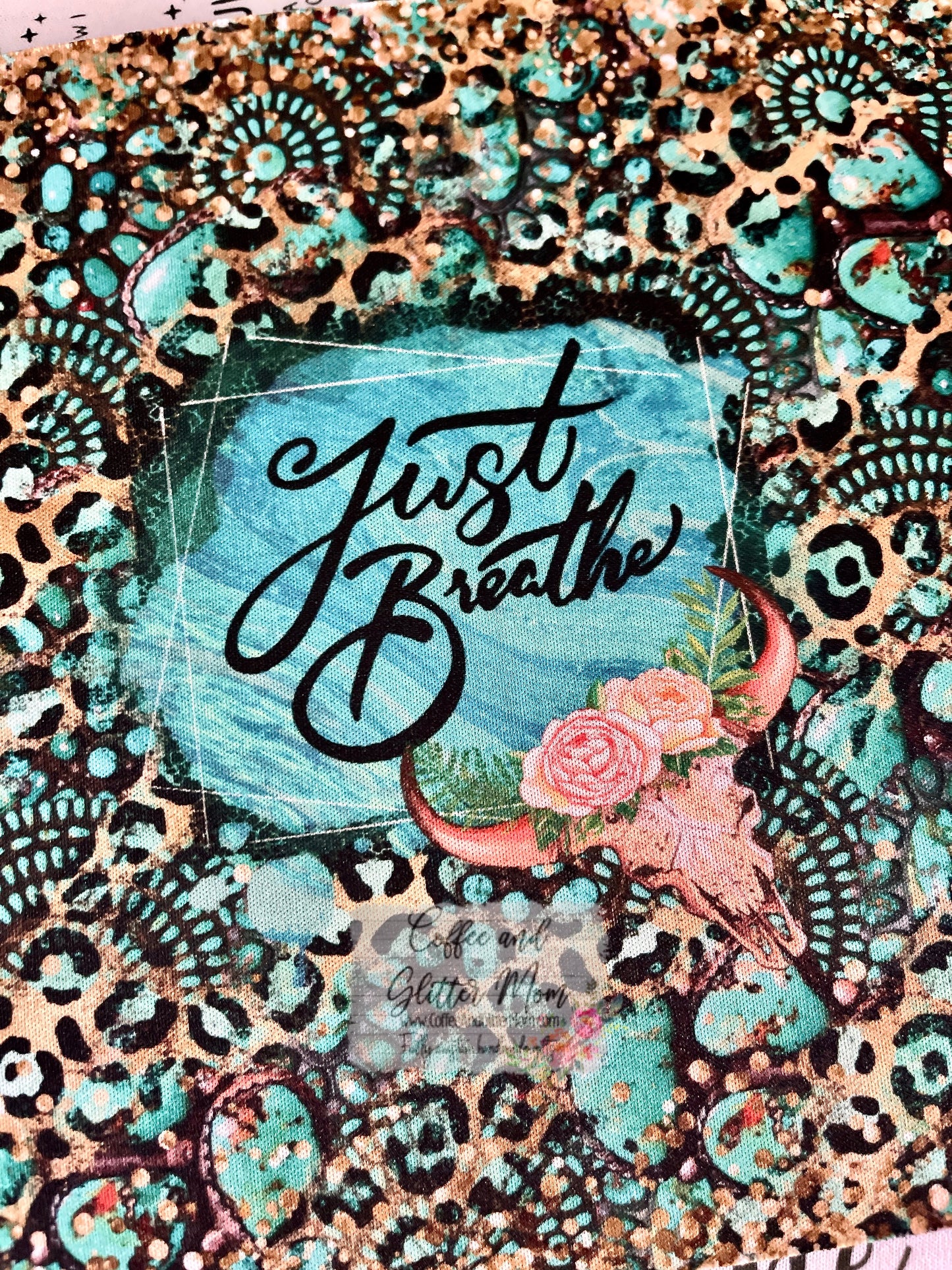 Just Breathe Turquoise Leopard Mouse Pad