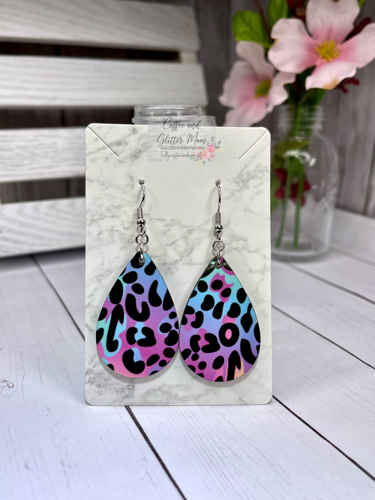 Neon Animal Print Teardrop Earrings