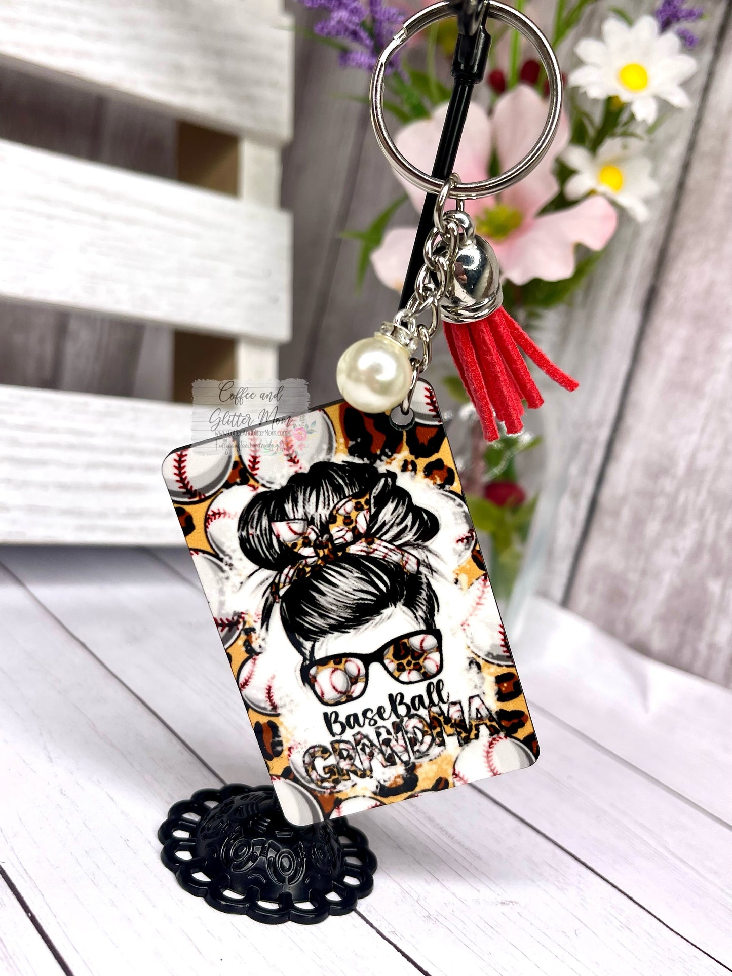 Baseball Grandma Keychain