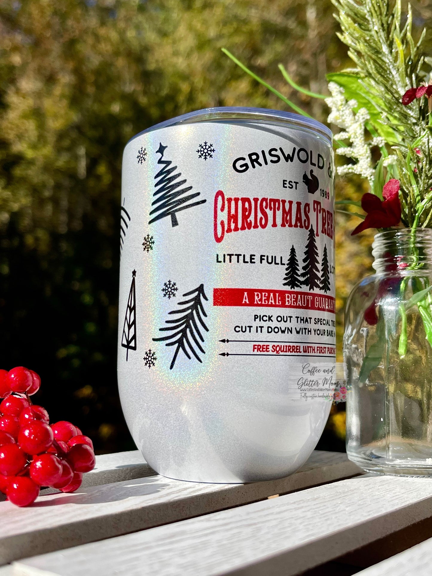 Christmas Vacation 12oz Holographic Sparkle Wine Tumbler