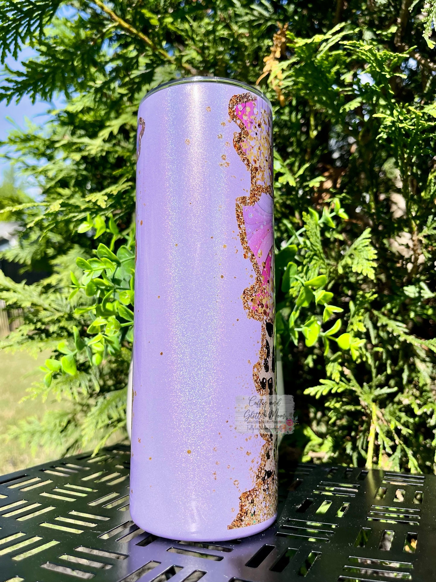 Purple Marble Animal Print 20oz Rainbow Skinny Tumbler