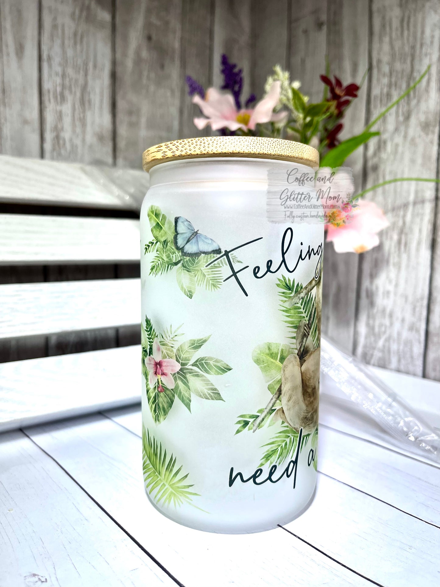 Feelin' Slothee Need Coffee 12oz Frosted Glass Can
