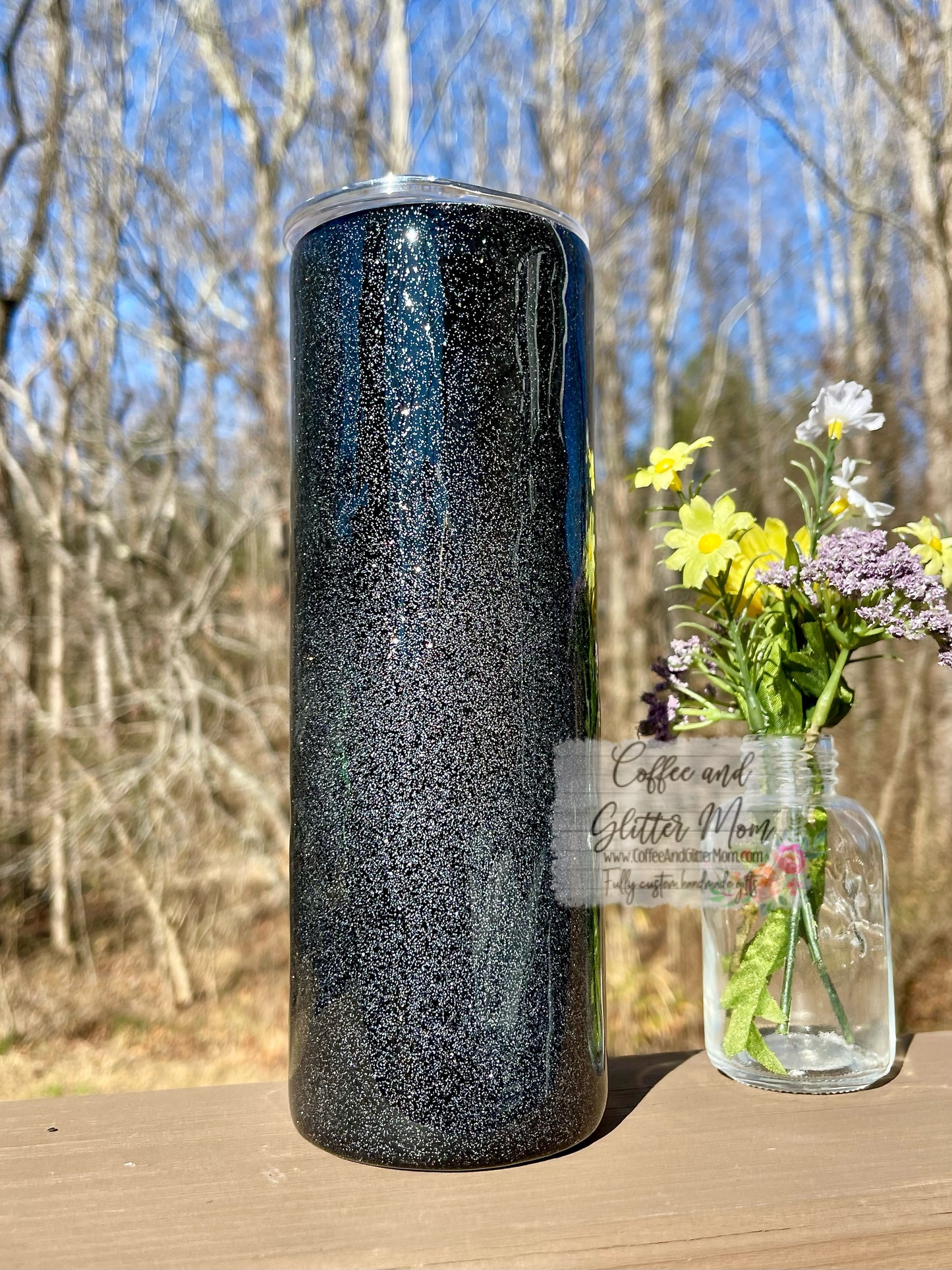 Black and Silver Glitter-Blast 20oz Skinny Tumbler