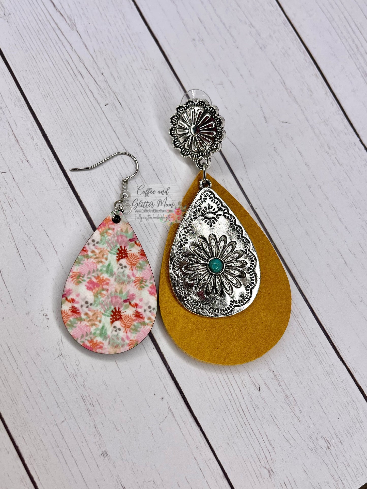 Vintage Mustard Yellow Layered Leather Earrings