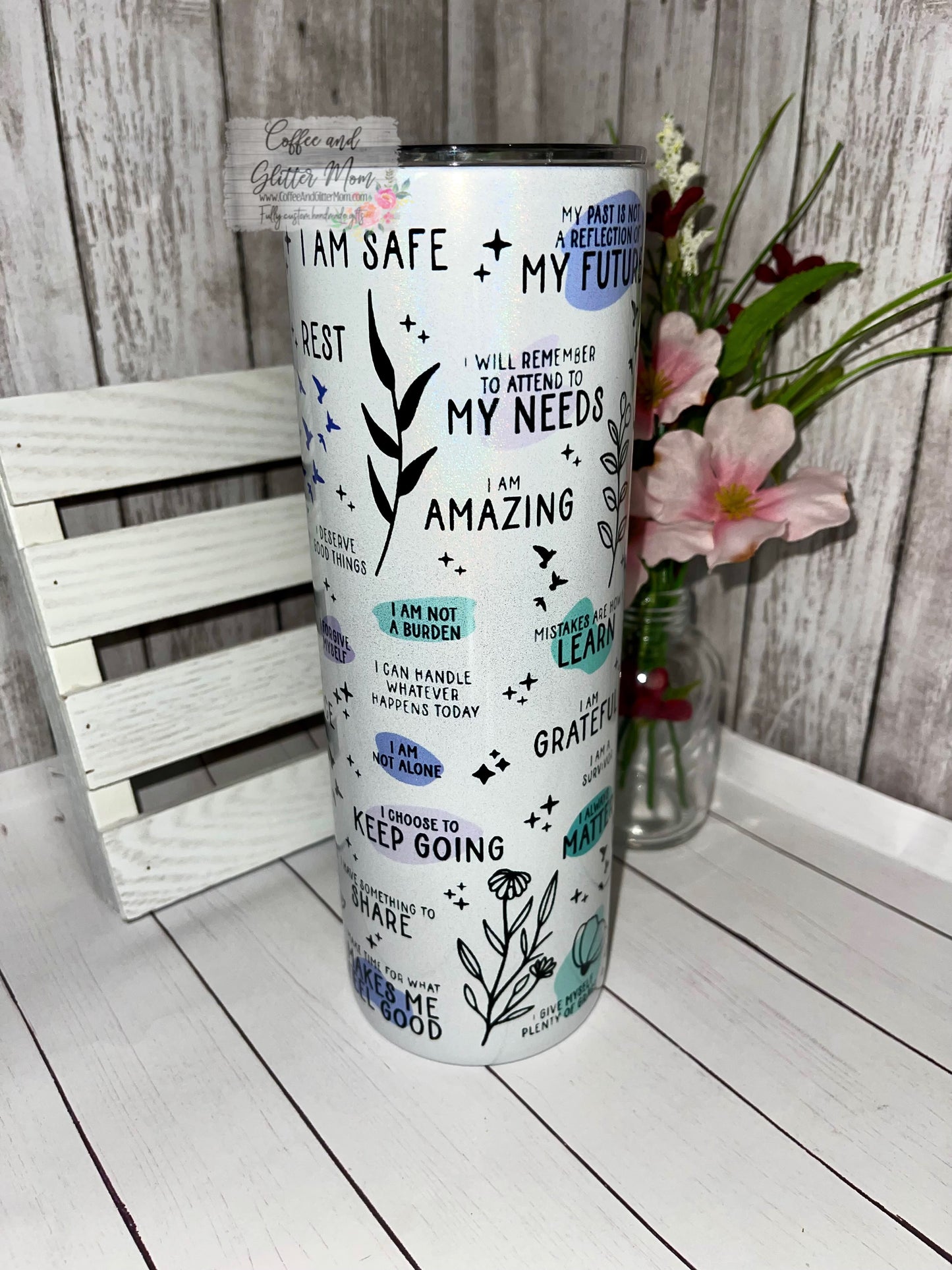 No One Fights Alone T-Man 5K 20oz Holographic White Skinny Tumbler