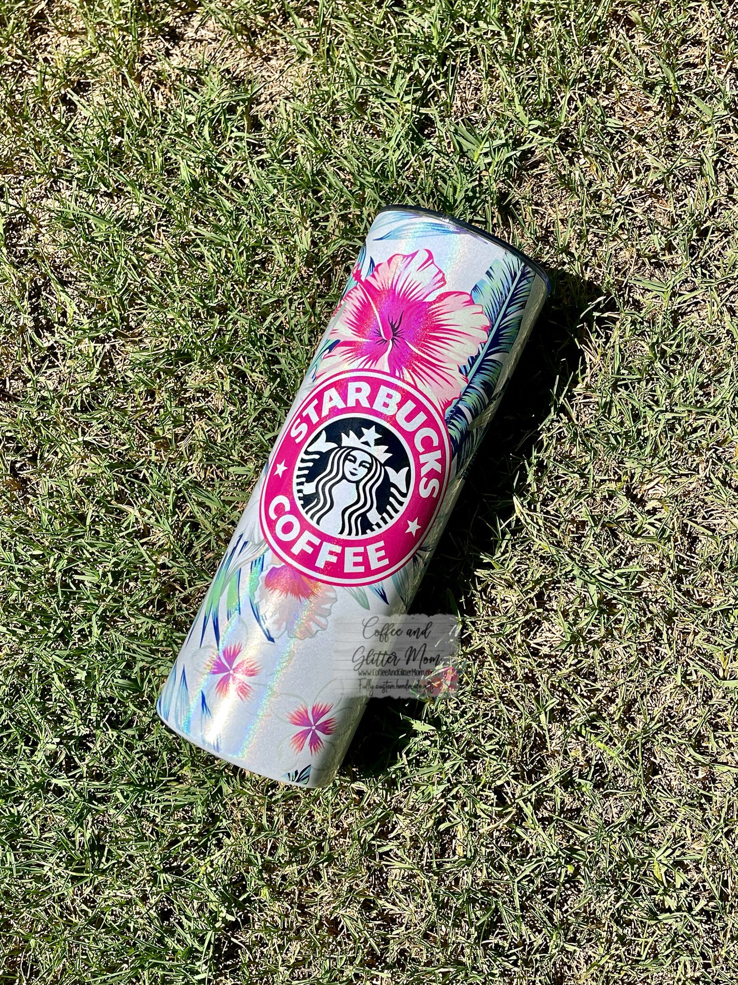 Starbucks Tropical Hibiscus 20oz White Rainbow Skinny Tumbler