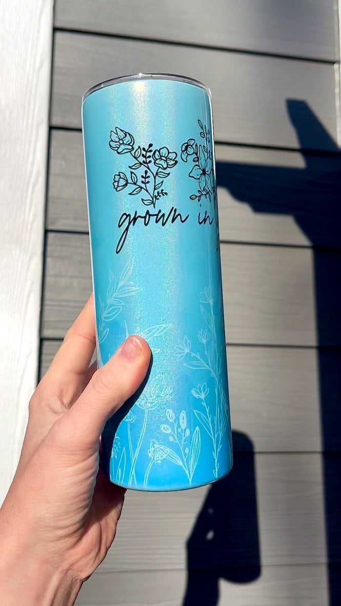 Grow In Grace 20oz Holographic Mint Blue Skinny Tumbler