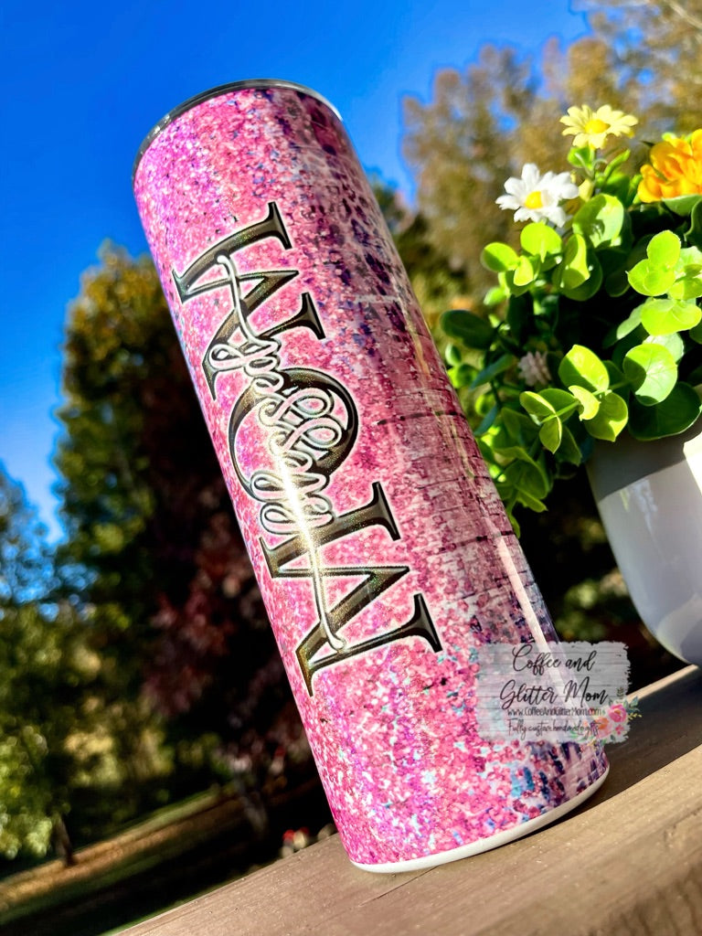 Blessed Mom Animal Print 20oz Holographic Rainbow Skinny Tumbler