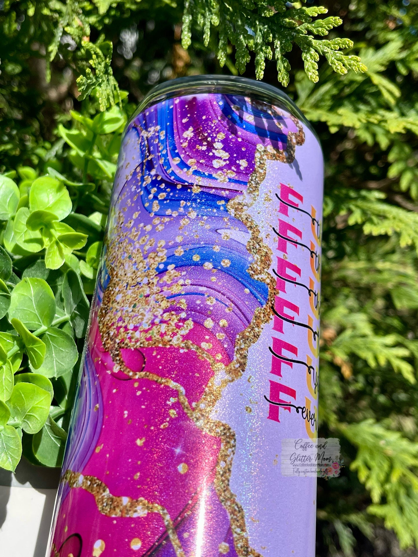 Fuck Everything Pink and Purple Marble 20oz Rainbow Skinny Tumbler