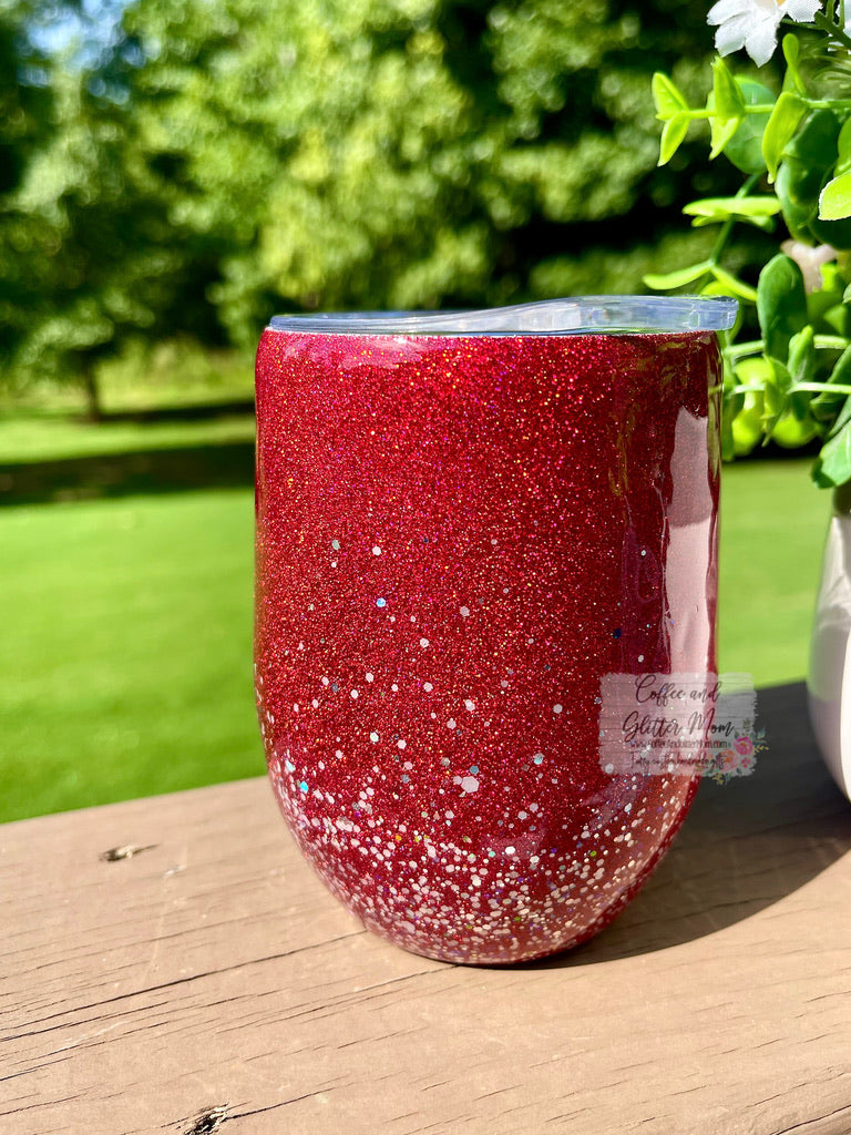 Laser Blood Red And Classy Chunky 14oz Wine Tumbler with Lid and Straw