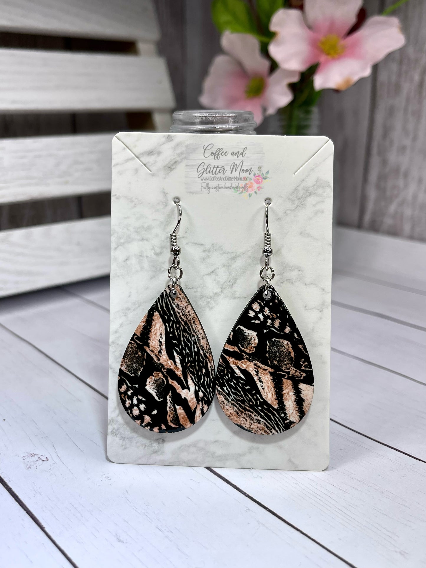Rose Gold Feathers Teardrop Earrings