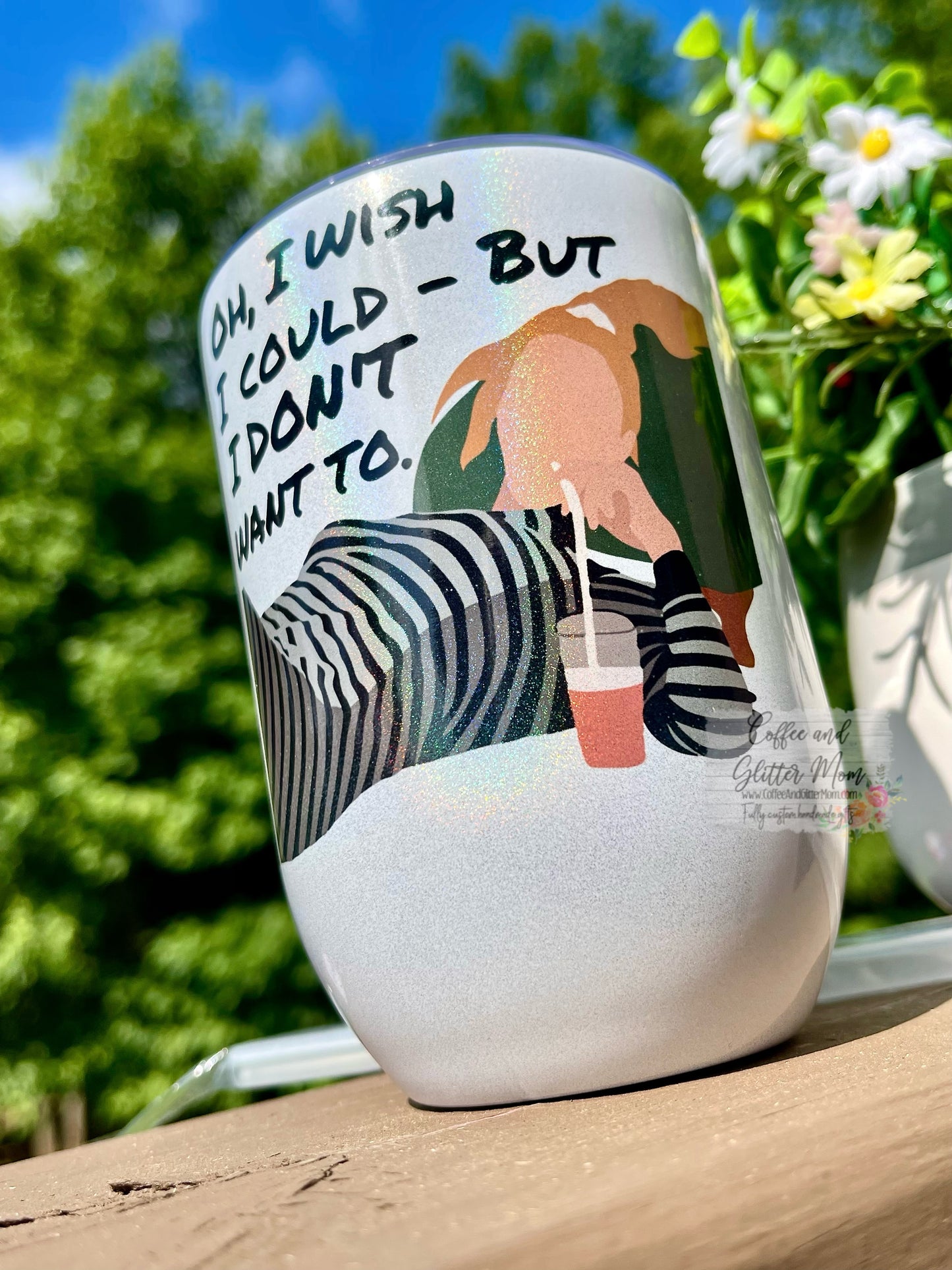 Wish I Could Phoebe Friends 12oz Holographic Sparkle Wine Tumbler