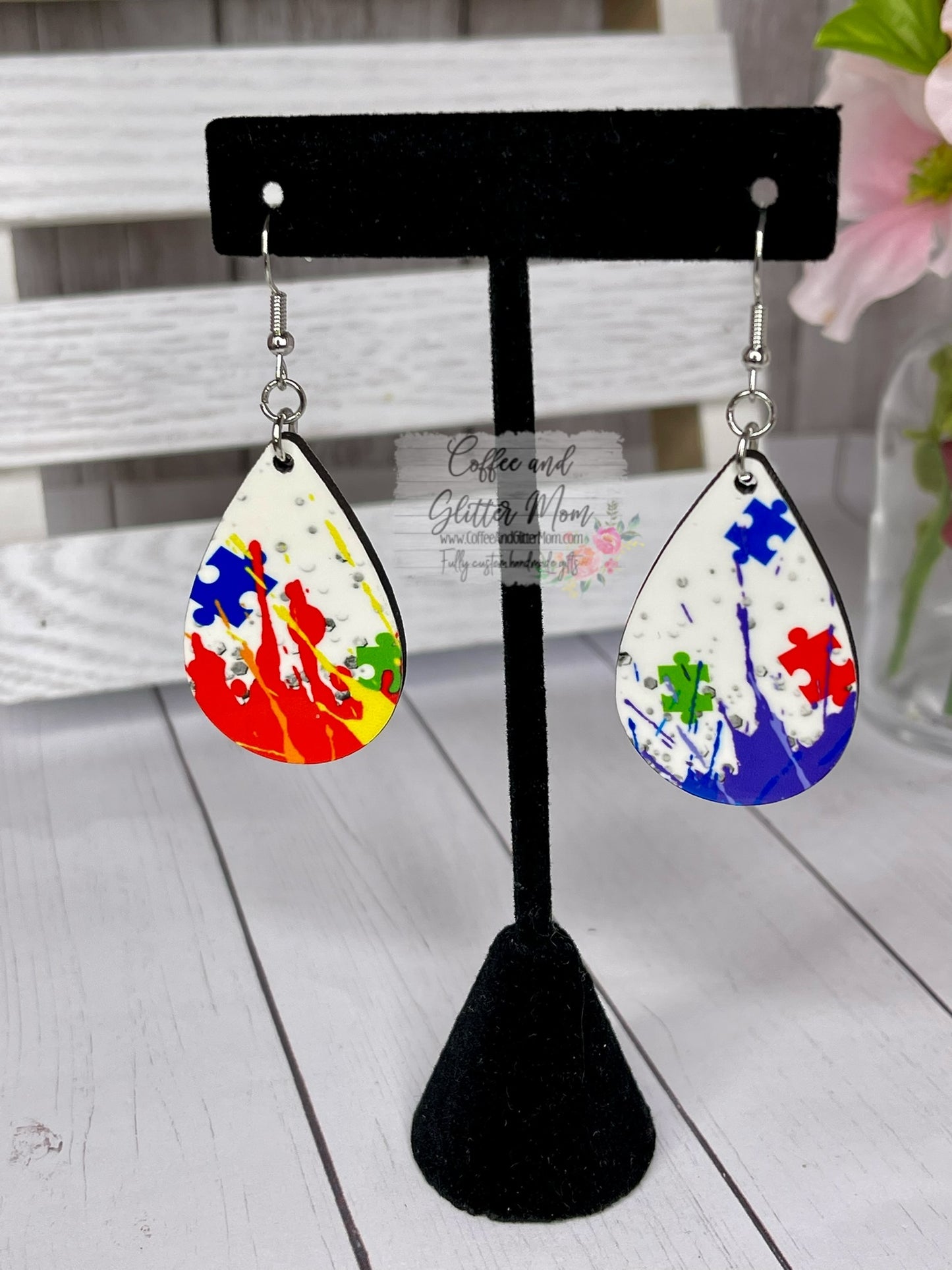 Autism Paint Splash Earrings