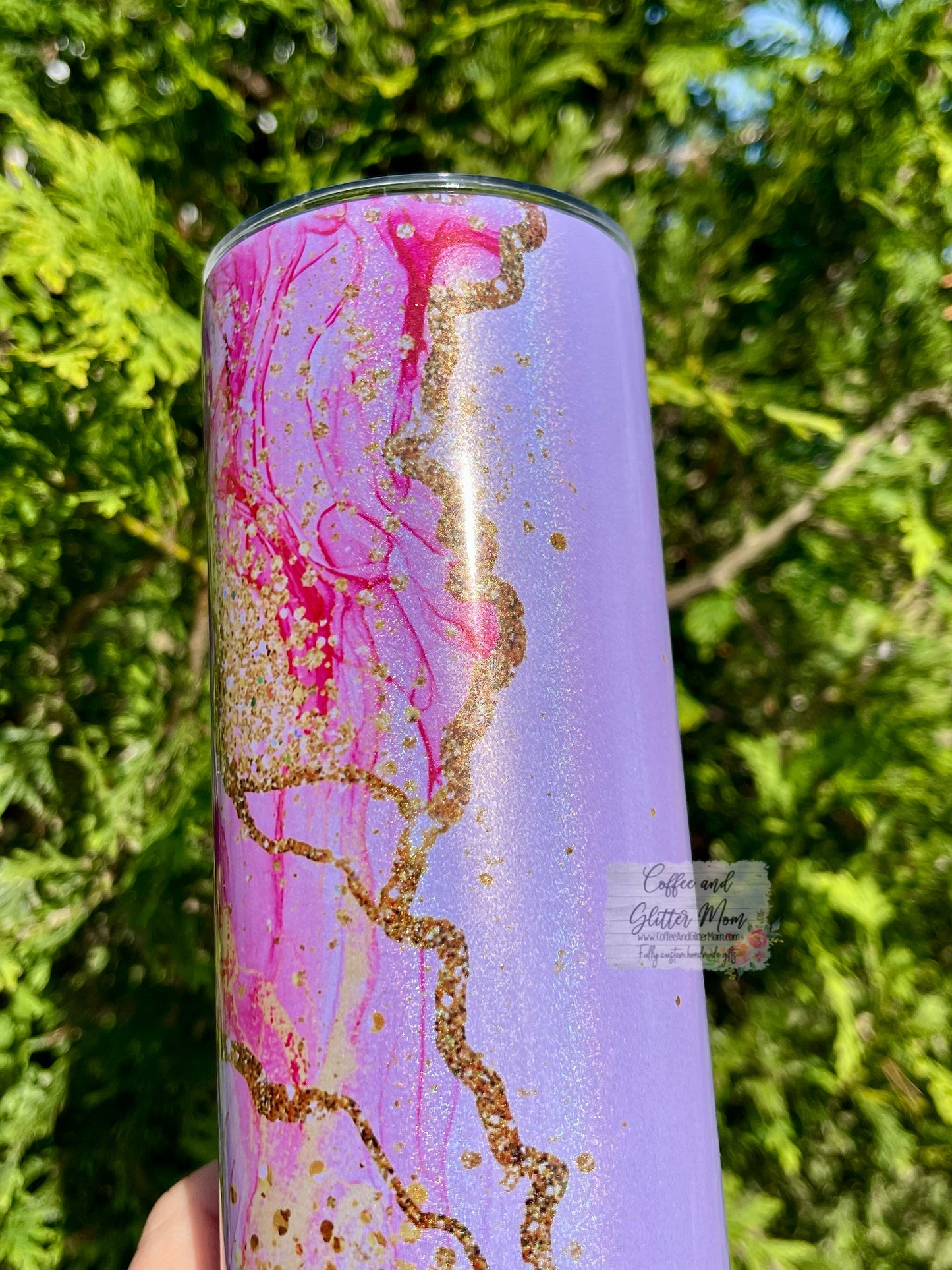 Hot Pink Storm 20oz Purple Rainbow Skinny Tumbler