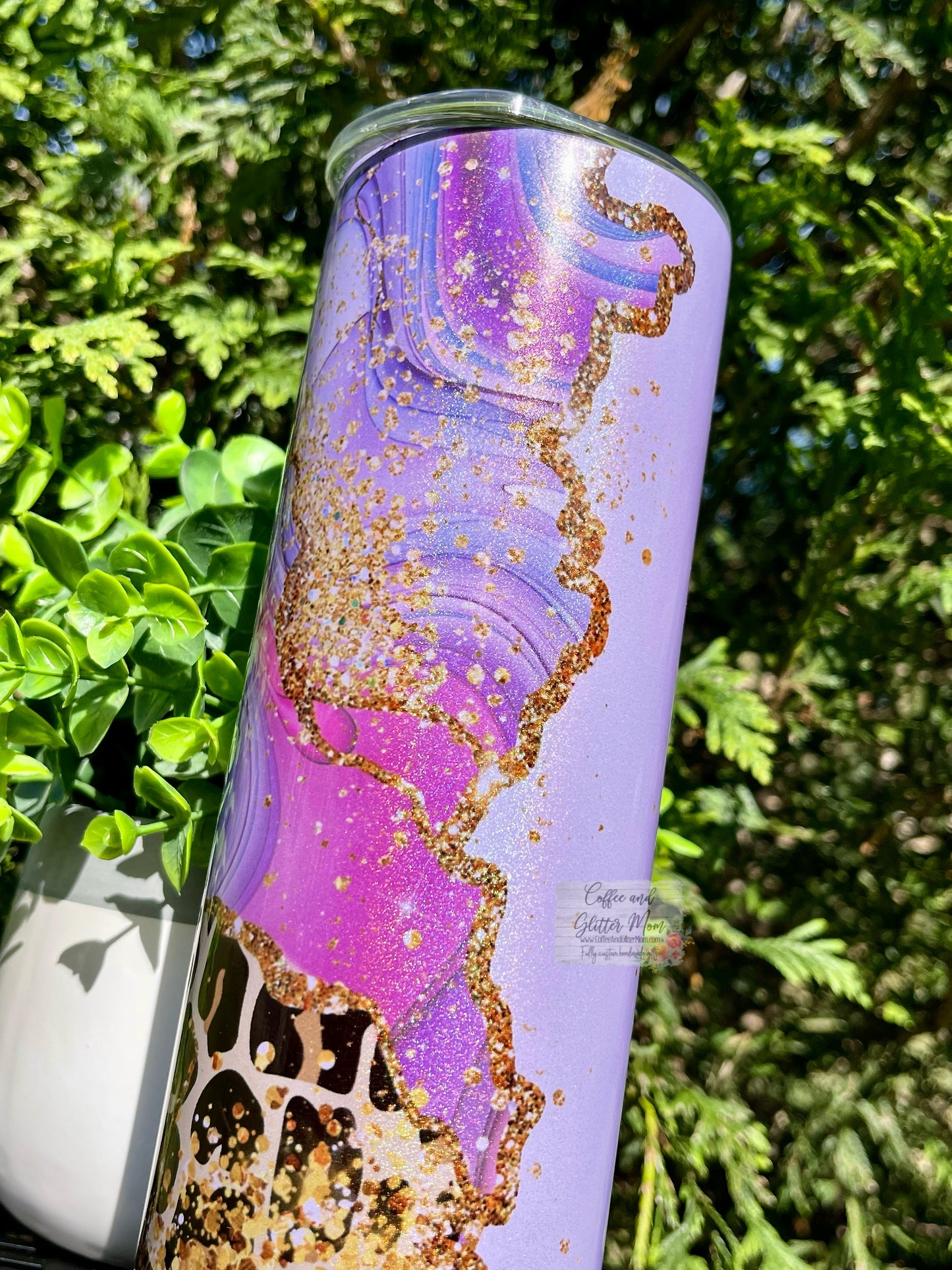 Purple Marble Animal Print 20oz Rainbow Skinny Tumbler